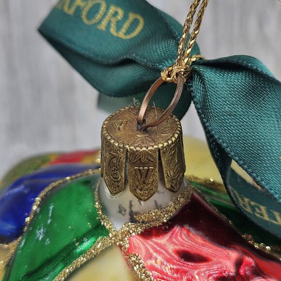 Waterford Glass Ornament Fruit Bowl Hand Painted Holiday Decor Ribbon 5 Inch Art - Picture 8 of 9